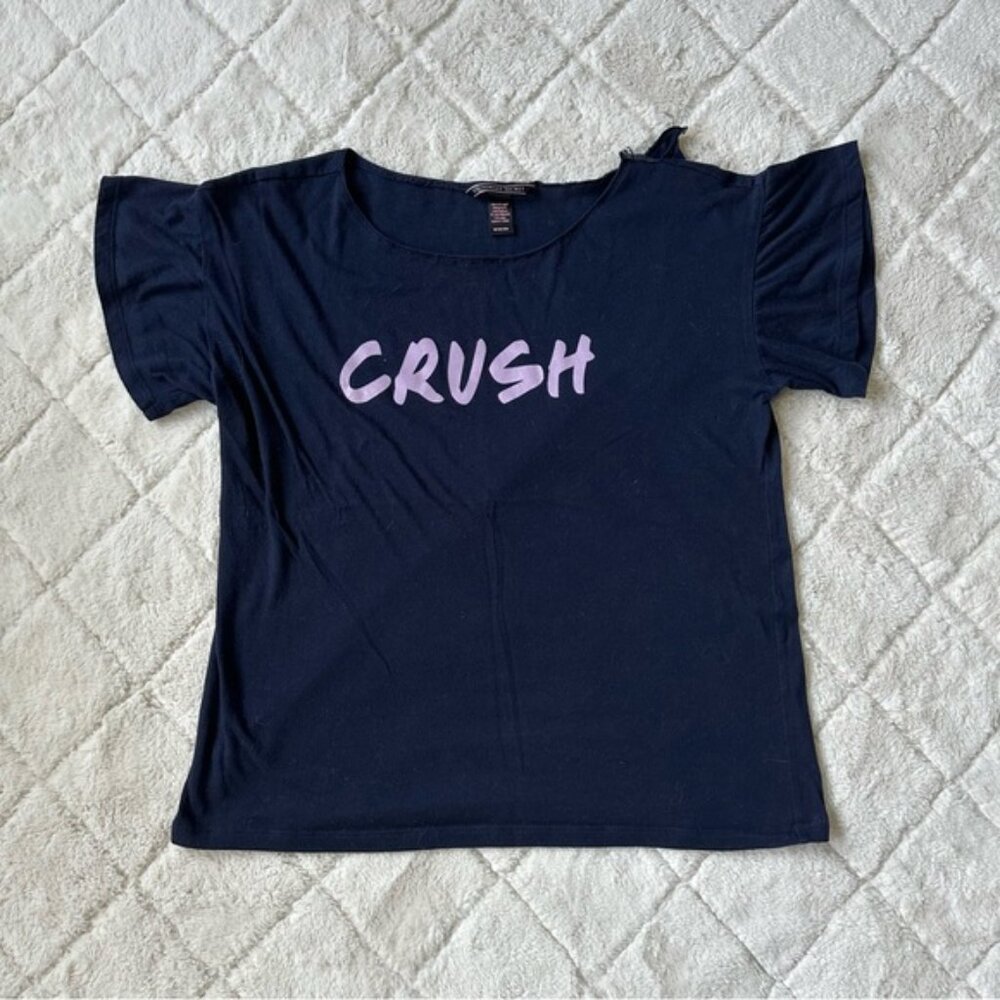 Victoria's Secret | Navy Blue "Crush" Short Sleeve Ruffle Pj Top | Size Medium - Picture 3 of 13